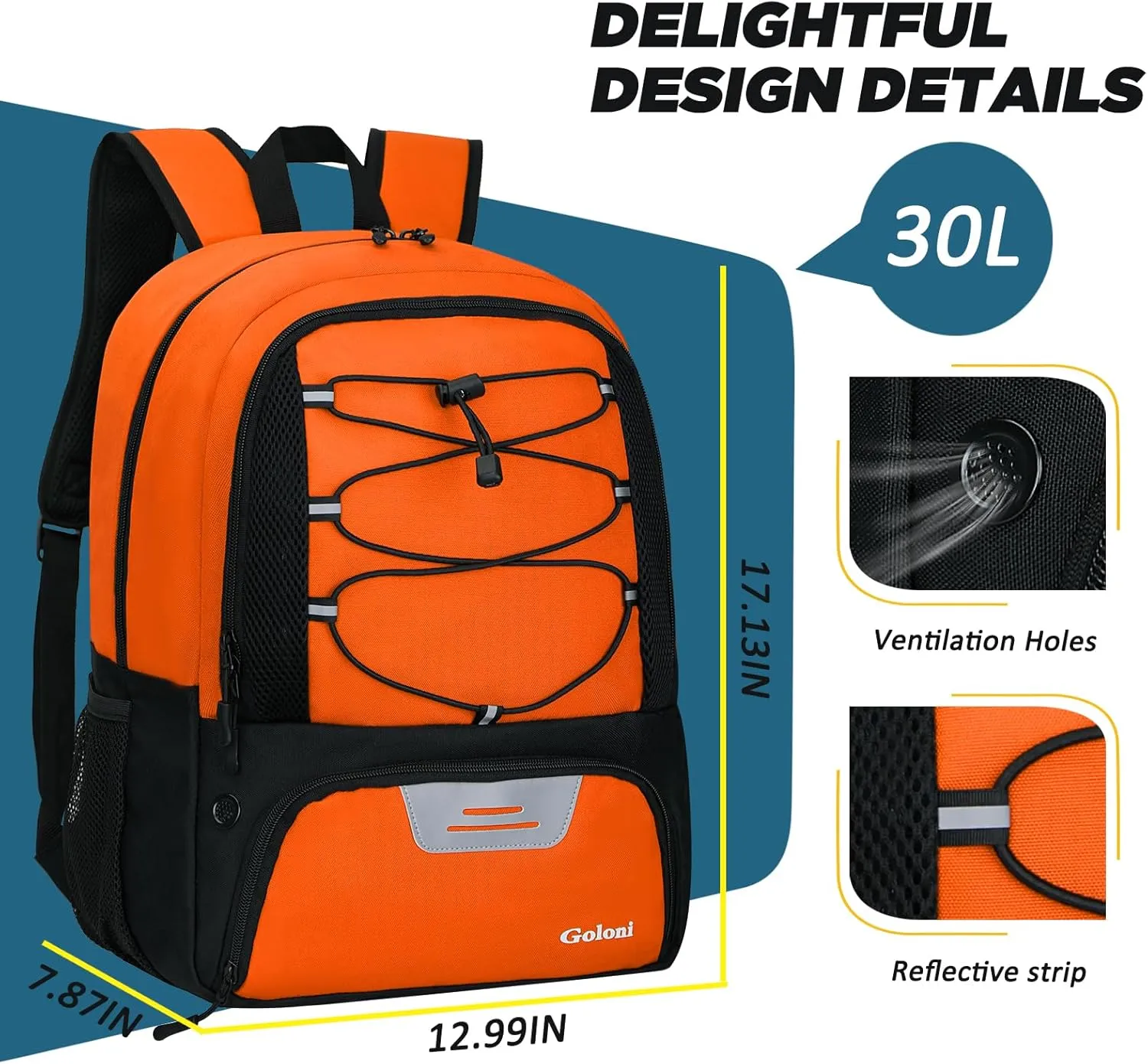 Goloni Soccer Bag, Basketball Bag with Ball Compartment & Shoe Compartment,Large Soccer Backpack for Basketball,Gym，Football