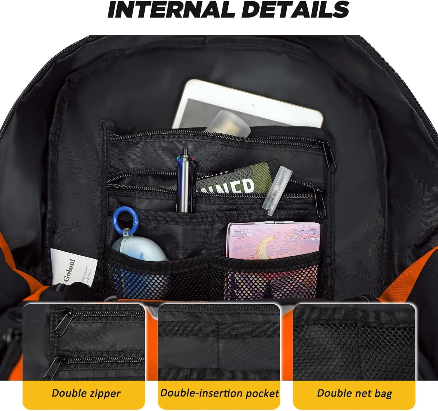 Goloni Soccer Bag, Basketball Bag with Ball Compartment & Shoe Compartment,Large Soccer Backpack for Basketball,Gym，Football
