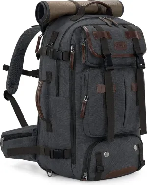 Gonex Canvas Backpack, Vintage 3-in-1 Convertible Laptop Bag for Travel, Work & College, Large Carry-On Rucksack for Men & Women (Dark Grey)