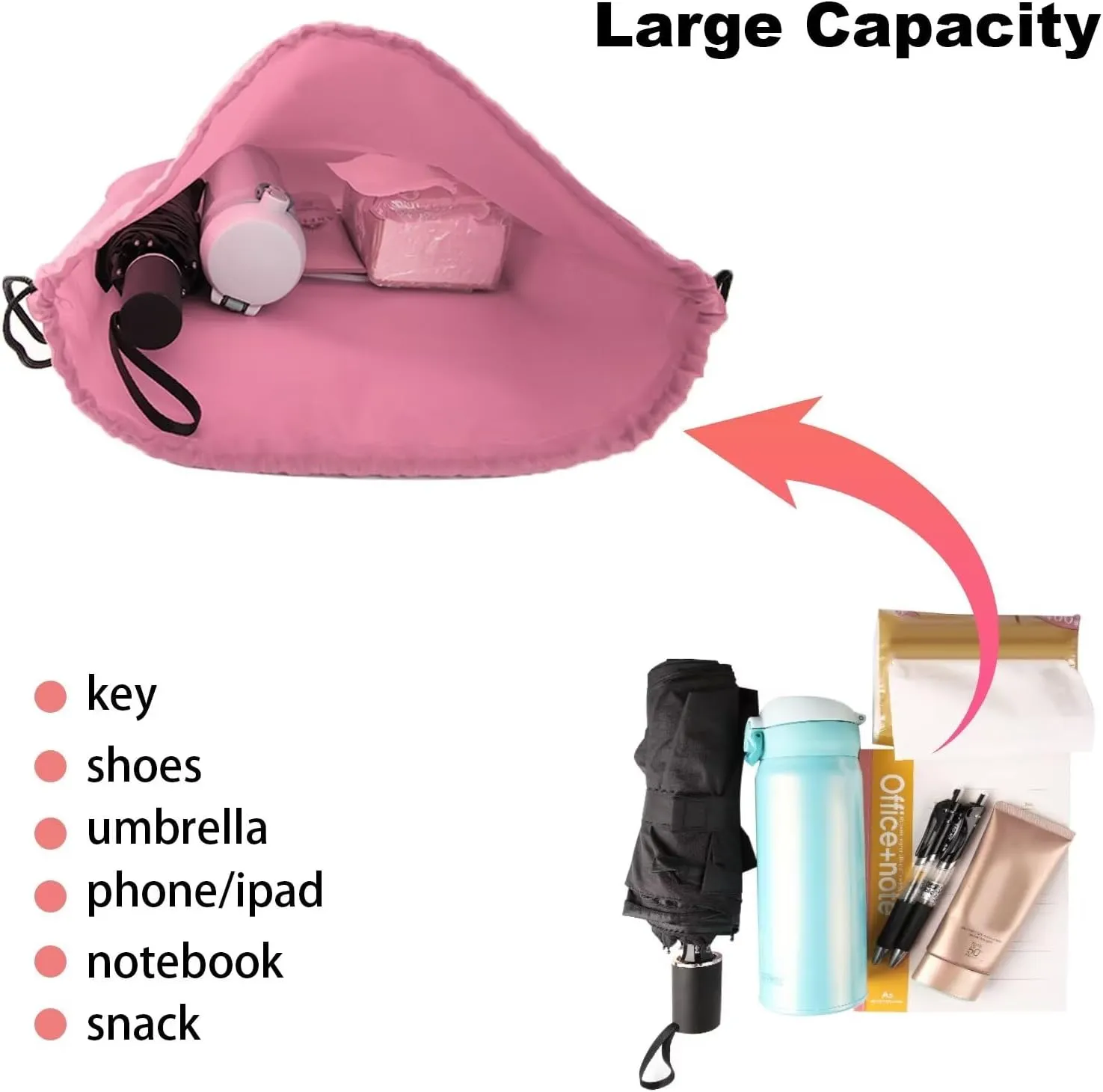 GoodtoU Drawstring Backpacks with Reflective Strip, Bulk Bags for Sport, Travel, Team (128Pcs, Pink)
