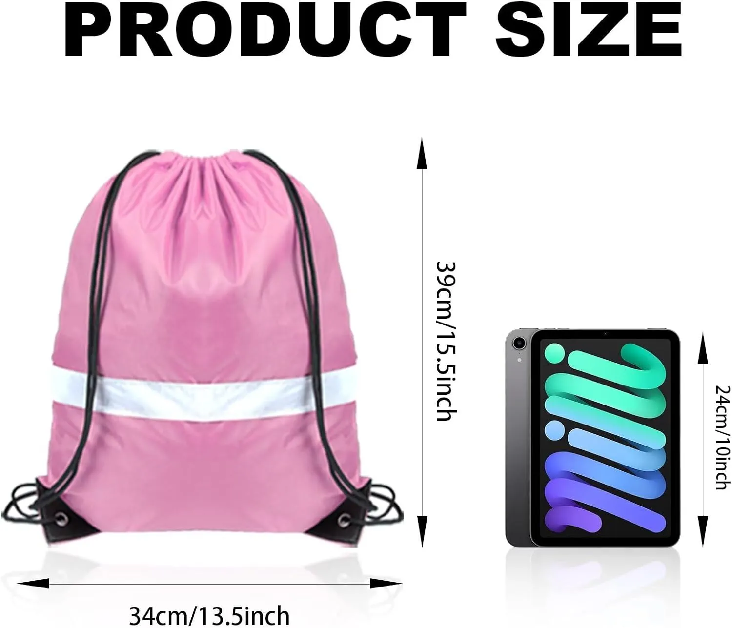 GoodtoU Drawstring Backpacks with Reflective Strip, Bulk Bags for Sport, Travel, Team (128Pcs, Pink)