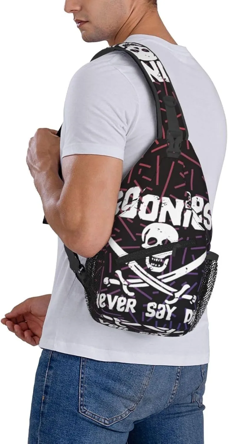 Goonies Never Say Die Small Crossbody Backpack Sling Bag For Men Women Mini One Shoulder Chest Bags Gym Sport Travel Hiking Daypack