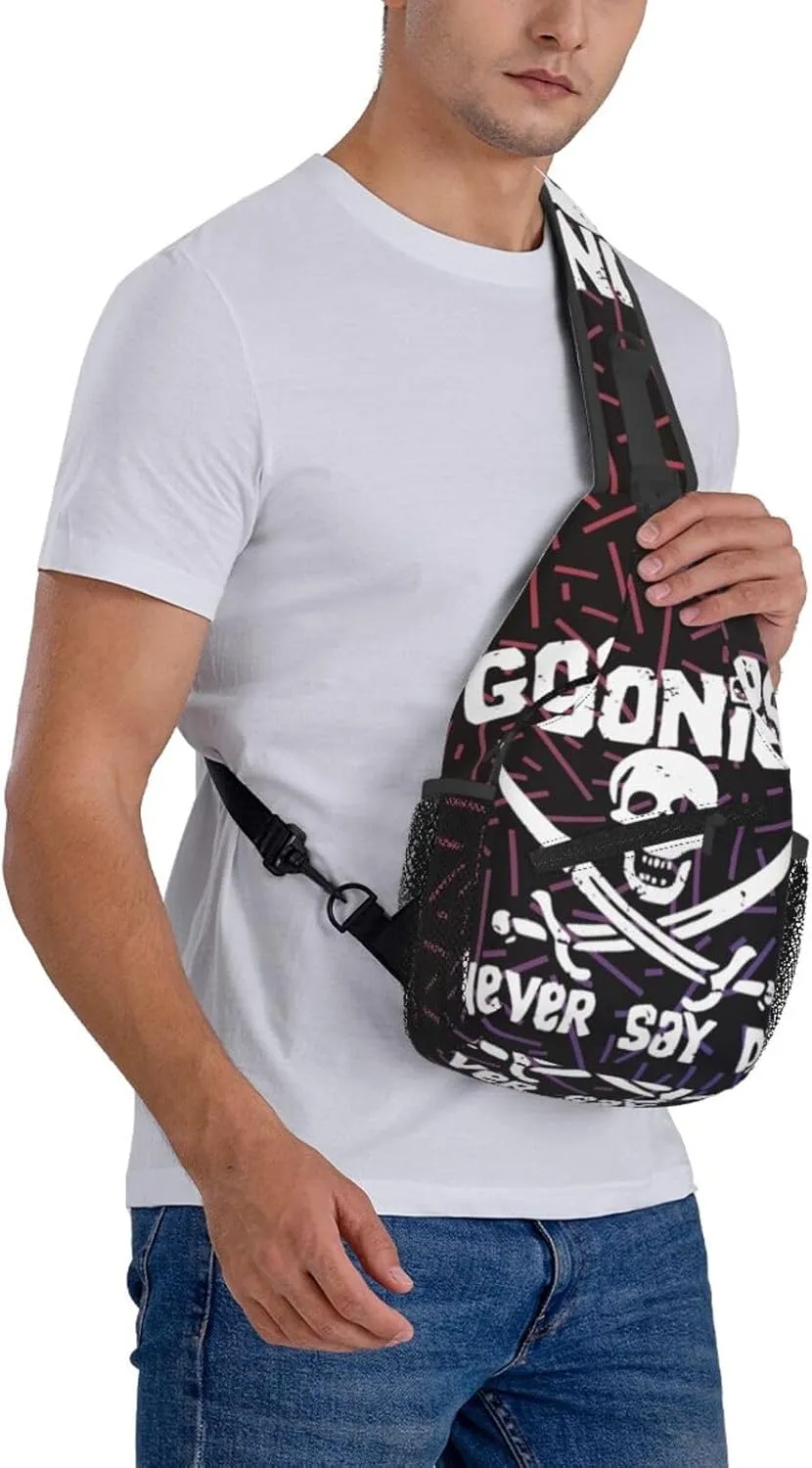 Goonies Never Say Die Small Crossbody Backpack Sling Bag For Men Women Mini One Shoulder Chest Bags Gym Sport Travel Hiking Daypack
