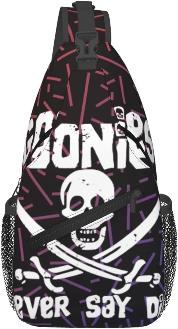 Goonies Never Say Die Small Crossbody Backpack Sling Bag For Men Women Mini One Shoulder Chest Bags Gym Sport Travel Hiking Daypack