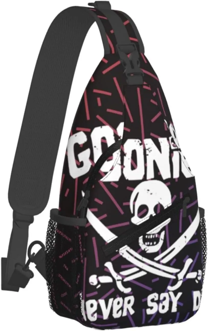 Goonies Never Say Die Small Crossbody Backpack Sling Bag For Men Women Mini One Shoulder Chest Bags Gym Sport Travel Hiking Daypack
