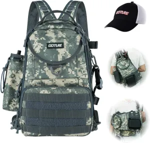 Goture Fishing Tackle Storage Backpack - Lightweight Water-Resistant Outdoor Shoulder Fishing Gear Bag Cross Body Sling for Hiking Hunting Camping Traveling- Digital Camo