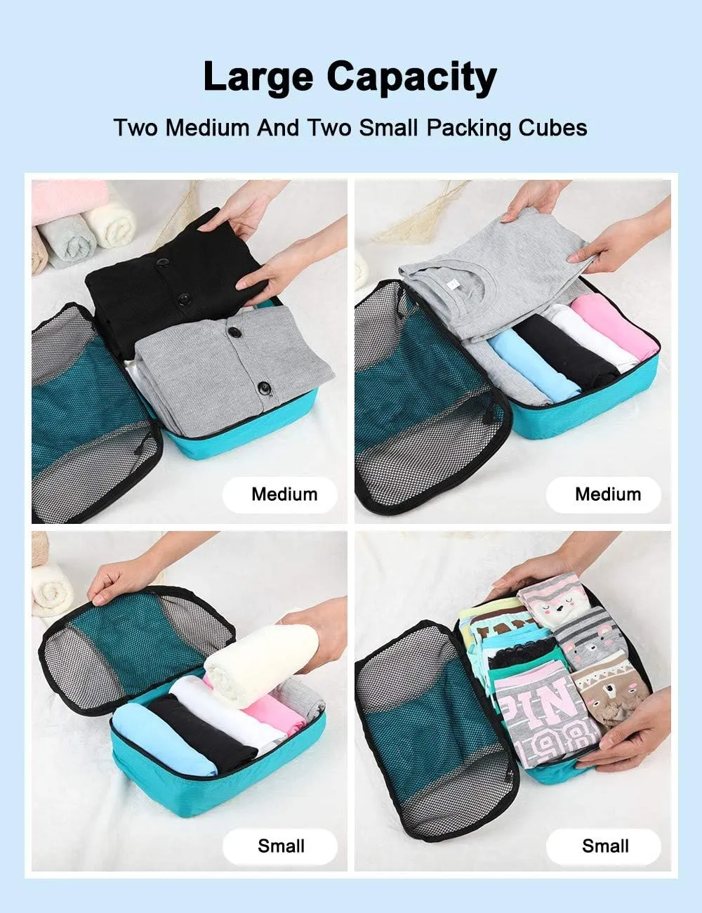 GOX Ultra Light 5 piece Packing Cubes Travel Luggage Organizer 1 Large 2 Medium 2 Small