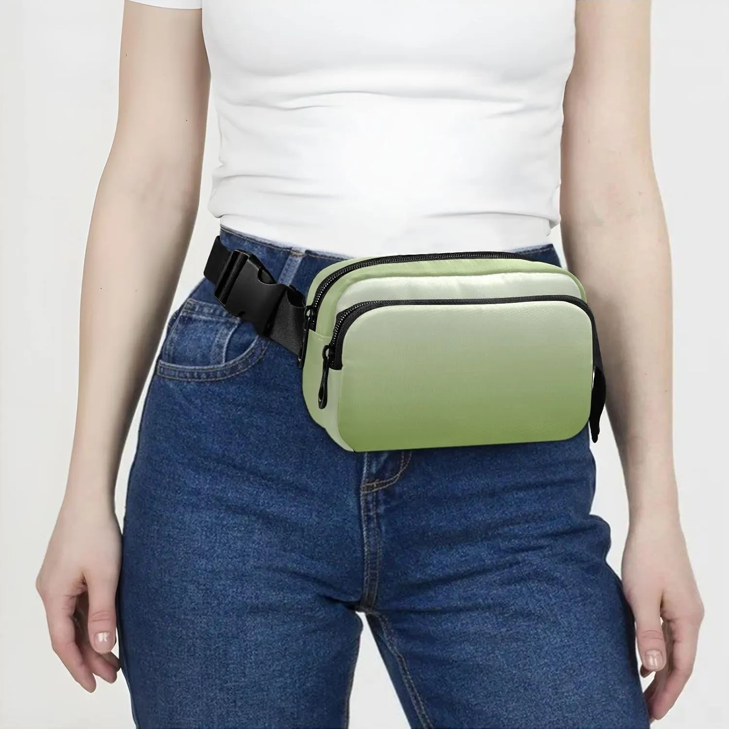 Gradient Olive Drab Fanny Packs for Women Men, Crossbody Bags Fashionable Running Waist Packs with Adjustable Strap for Traveling Gradient Olive Drab