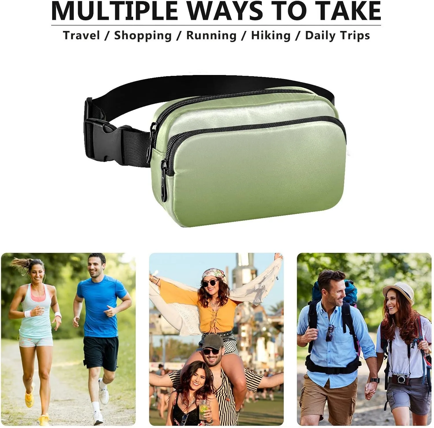 Gradient Olive Drab Fanny Packs for Women Men, Crossbody Bags Fashionable Running Waist Packs with Adjustable Strap for Traveling Gradient Olive Drab