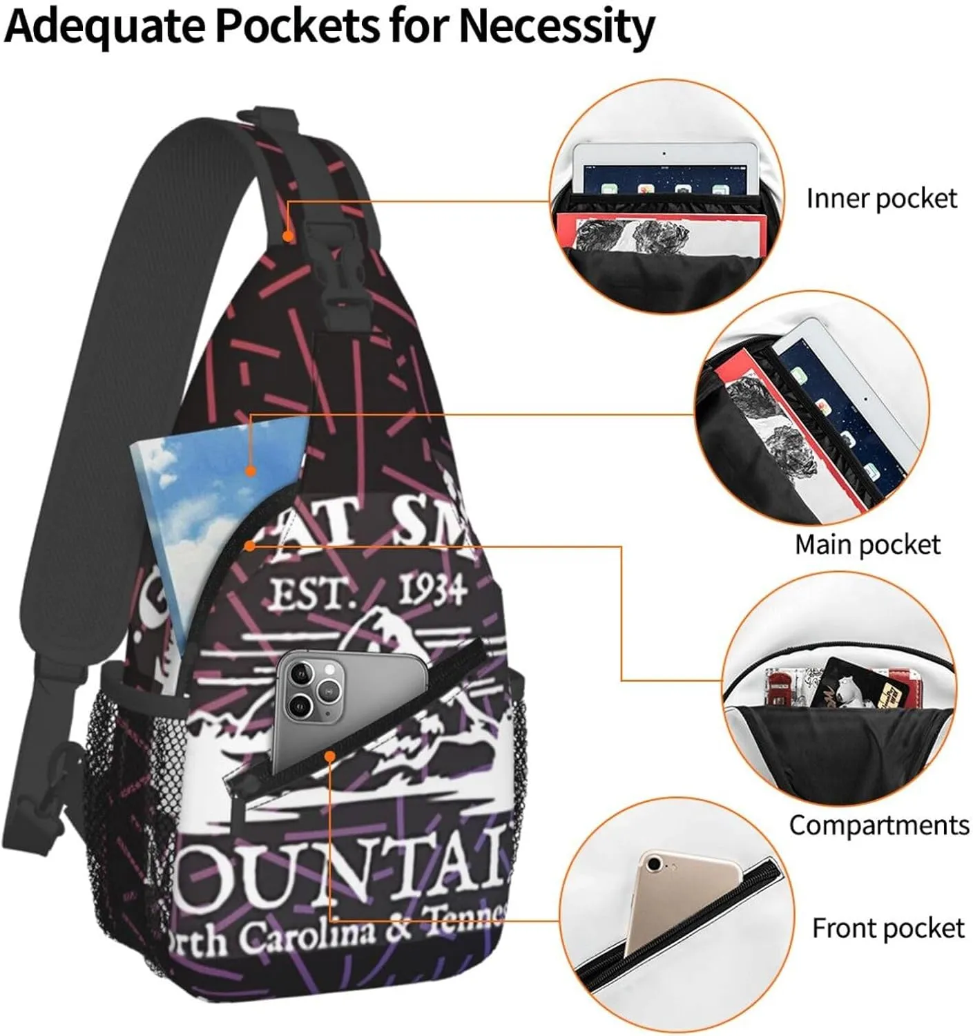 Great Smoky Small Crossbody Backpack Sling Bag For Men Women Mini One Shoulder Chest Bags Gym Sport Travel Hiking Daypack