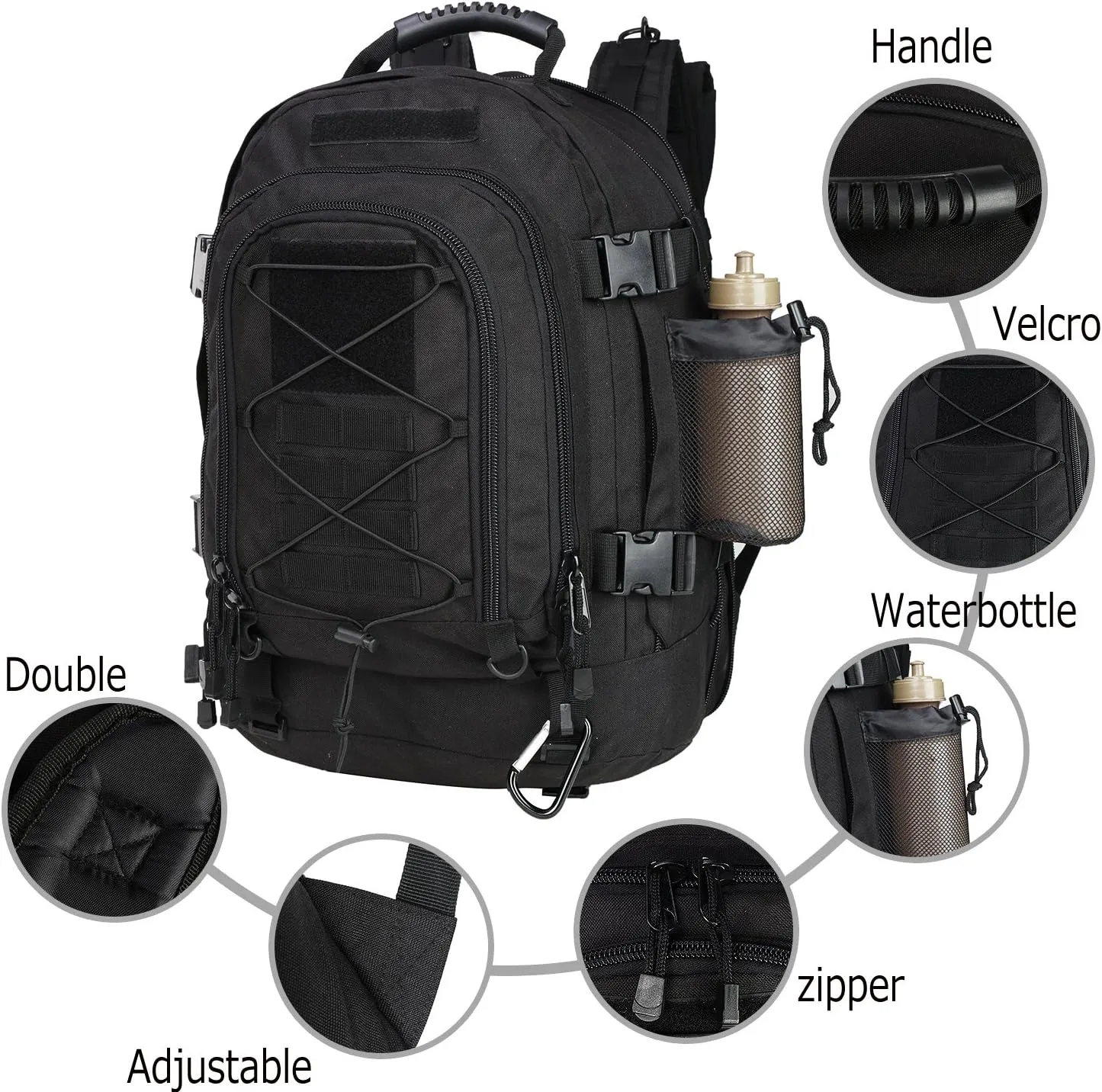 Greencity 3 Day Tactical Backpack Large Capacity Army Molle Bag Expandable Hiking Camping Hunting