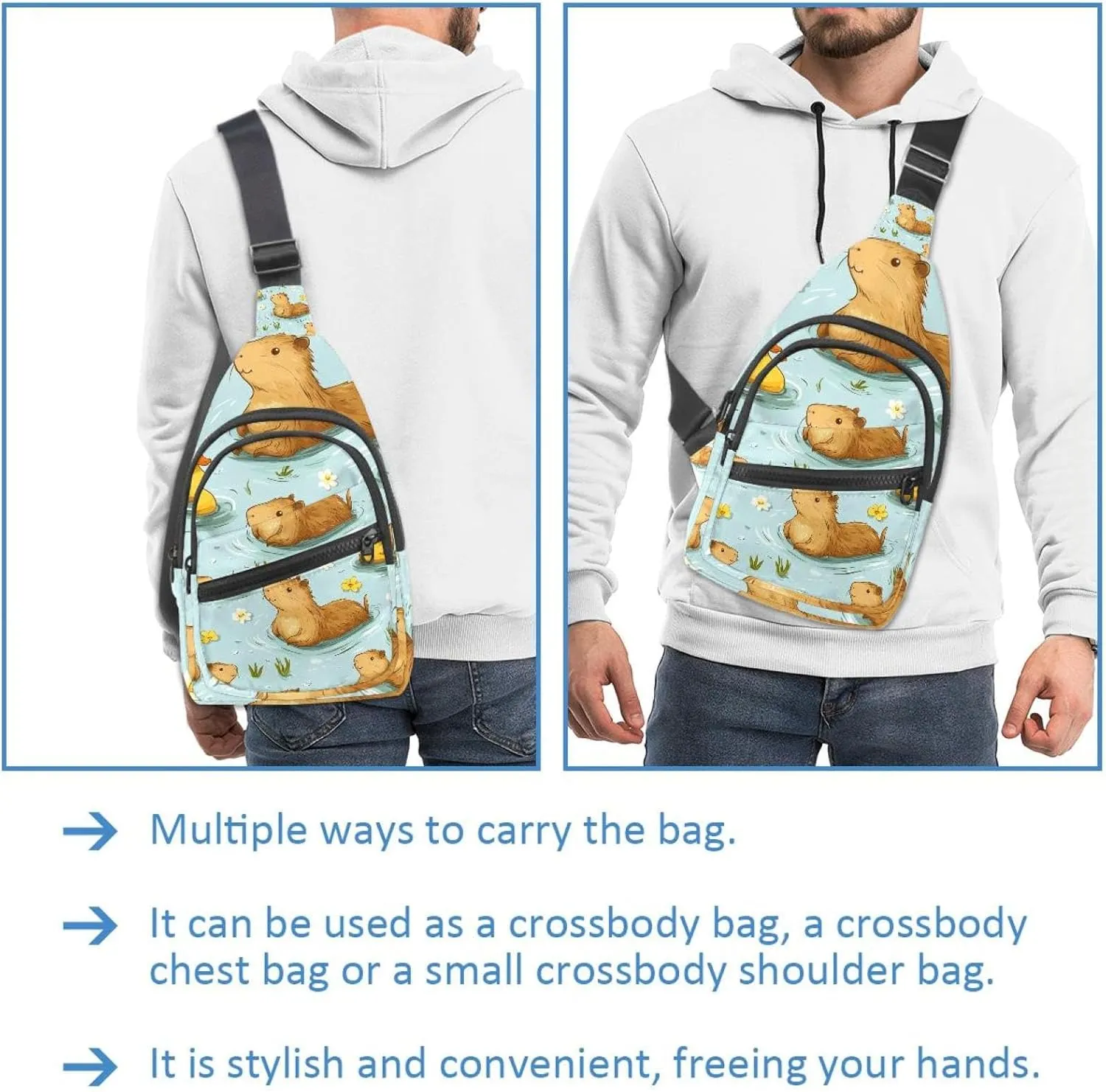 Guinea Pigs Sling Bag for Women Men Backpack Fanny Pack Crossbody Chest Travel Shoulder Belt Bags Purse Handbag