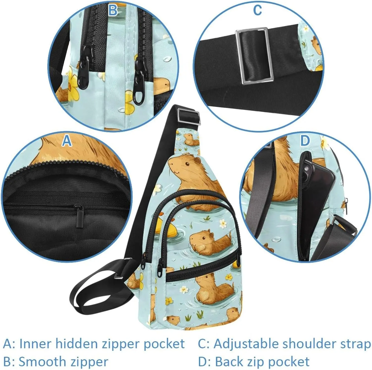 Guinea Pigs Sling Bag for Women Men Backpack Fanny Pack Crossbody Chest Travel Shoulder Belt Bags Purse Handbag