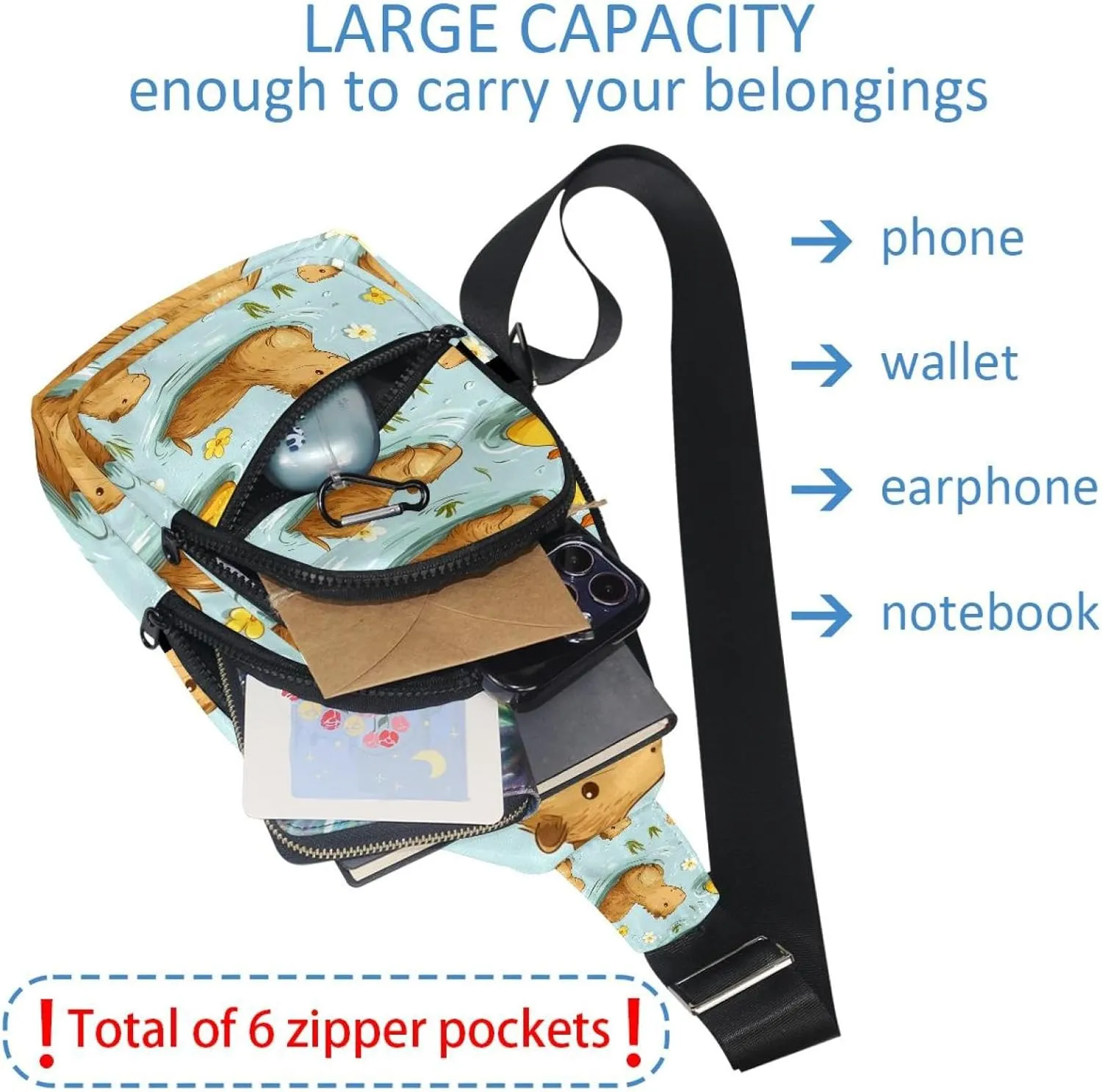 Guinea Pigs Sling Bag for Women Men Backpack Fanny Pack Crossbody Chest Travel Shoulder Belt Bags Purse Handbag
