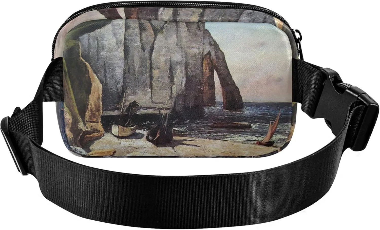 Gustave Courbet Cliffs Prints Waterproof Womens Fanny Pack Hip Pouch Belt Bag Colorful Travel Waist Pouch