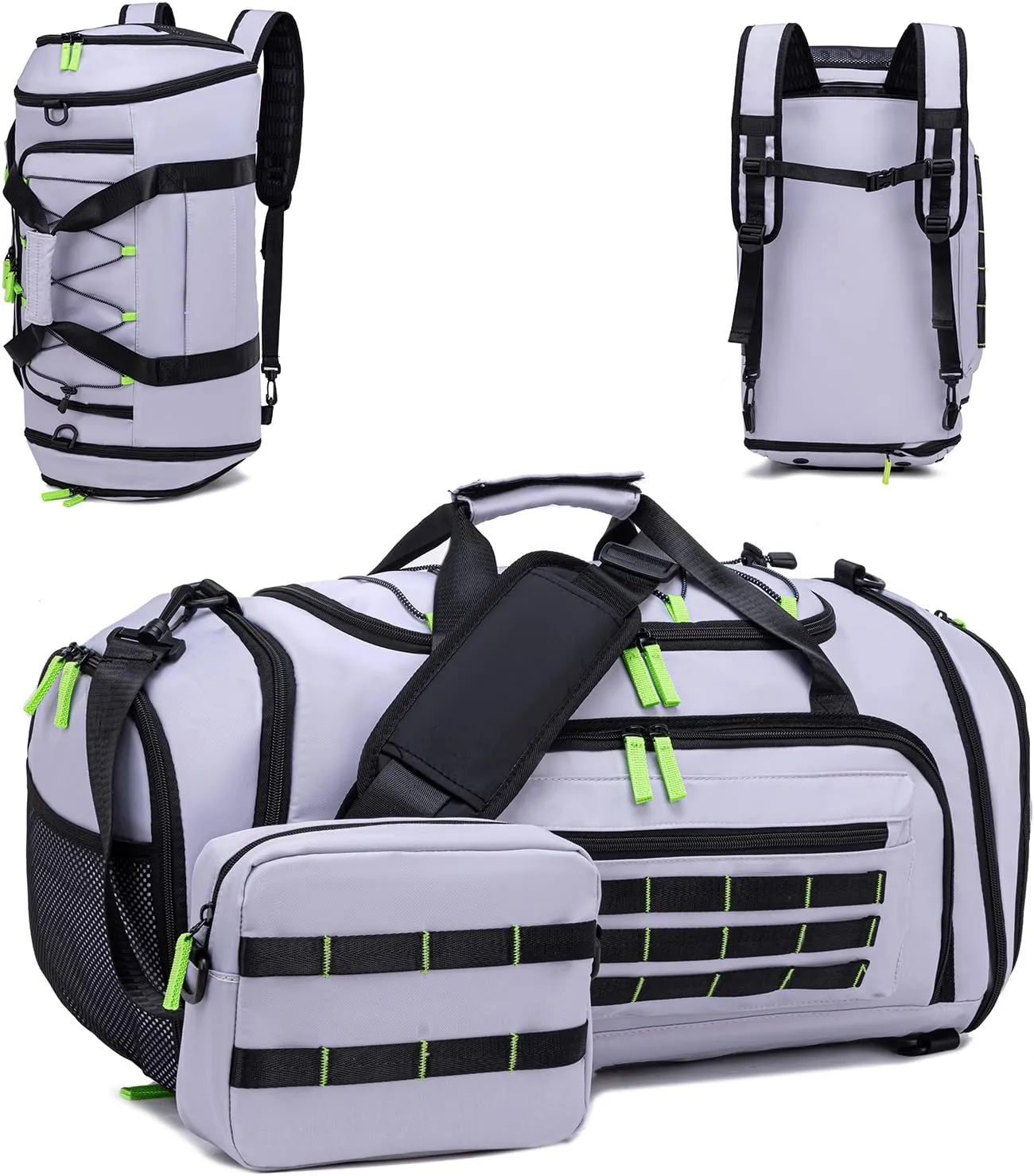 Gym Bag for Men & Women, 46L Sports Travel Duffel Bag, Travel Weekender Bag with Shoe Compartment, Overnight Backpack Camping for Travel (gray)