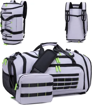 Gym Bag for Men & Women, 46L Sports Travel Duffel Bag, Travel Weekender Bag with Shoe Compartment, Overnight Backpack Camping for Travel (gray)