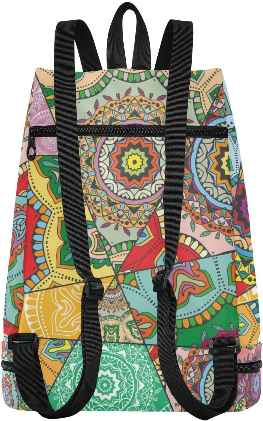 Gym Swimming Drawstring Bags Daypacks Backpack Purse Casual Knapsack Shoulder Bag Sitting Rucksack Mosaic Graffiti Patchwork Motifs