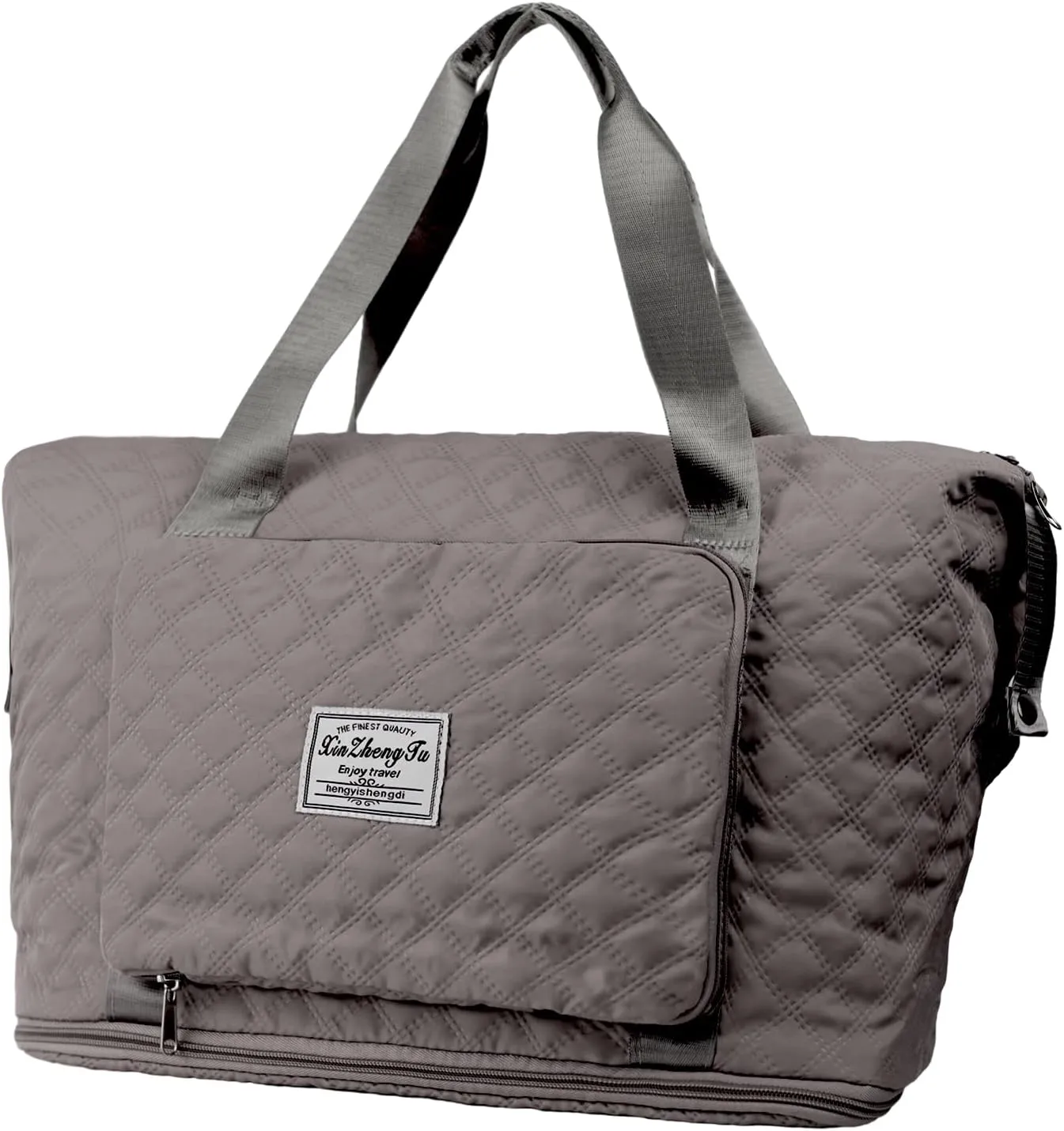 Gym Workout Bags with Wet Pocket for Women Men Expandable Weekender Overnight Tote Bag for Travel Workout Sports Camp Grey