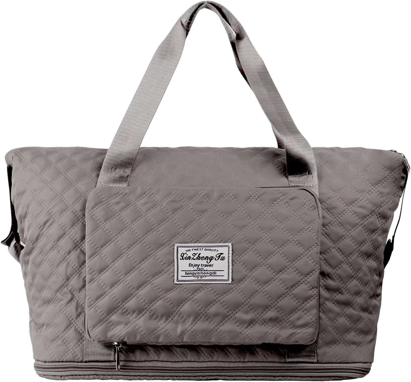 Gym Workout Bags with Wet Pocket for Women Men Expandable Weekender Overnight Tote Bag for Travel Workout Sports Camp Grey