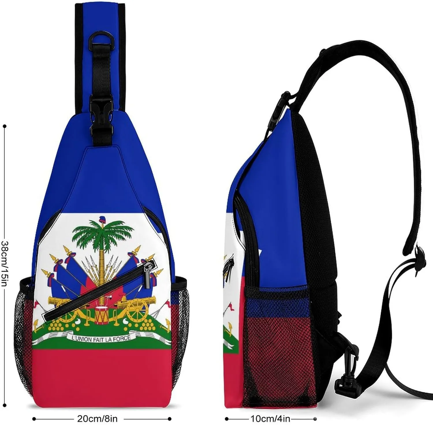 Haiti Flag Sling Bag Mens Woman Crossbody Backpack Chest Daypack Casual Backpack Shoulder Bag Running Daypack Outdoor Backpacks