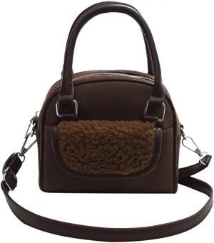 Handbag for Women Shoulder Soft Plush Tote Vintage Crossbody Fluffy Messenger Lightweight Top Handle Velvet