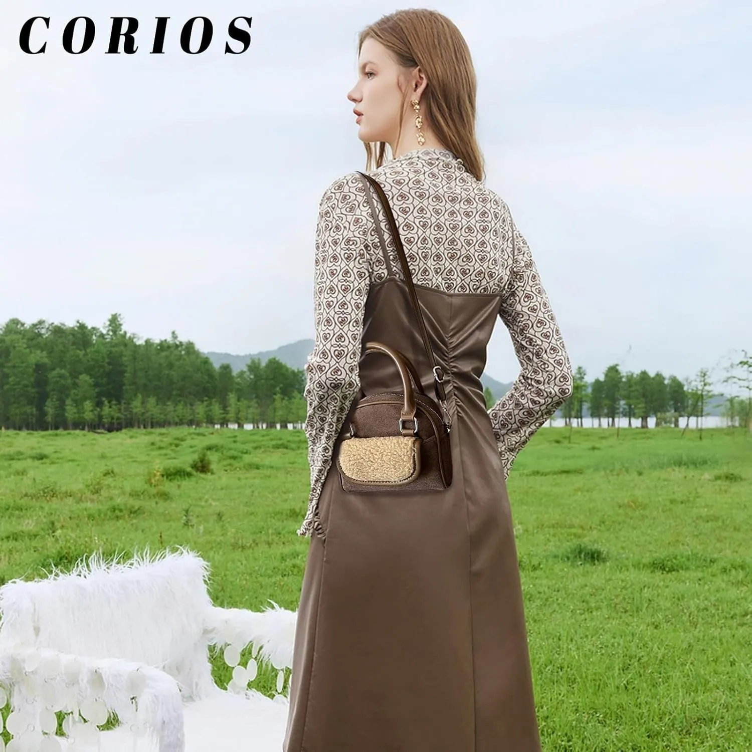 Handbag for Women Shoulder Soft Plush Tote Vintage Crossbody Fluffy Messenger Lightweight Top Handle Velvet
