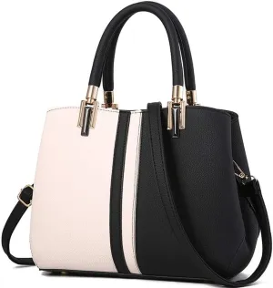 Handbags for Womens Shoulder Bag Faux Leather Satchel Contrast Color Patchwork Tote Top Handle Purse Crossbody Bag
