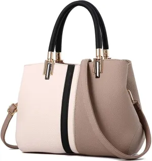 Handbags for Womens Shoulder Bag Faux Leather Satchel Contrast Color Patchwork Tote Top Handle Purse Crossbody Bag