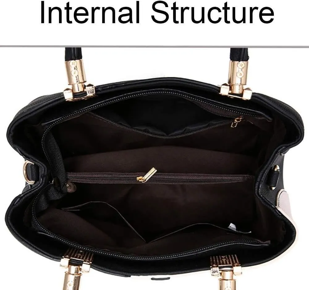 Handbags for Womens Shoulder Bag Faux Leather Satchel Contrast Color Patchwork Tote Top Handle Purse Crossbody Bag
