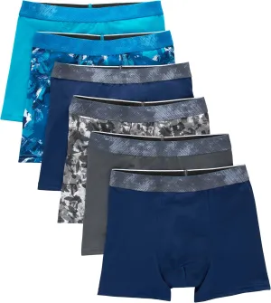 Hanes Boys' Big Performance Tween Boxer Brief Pack, X-Temp Mesh Stretch Underwear, Black, 6-Pack