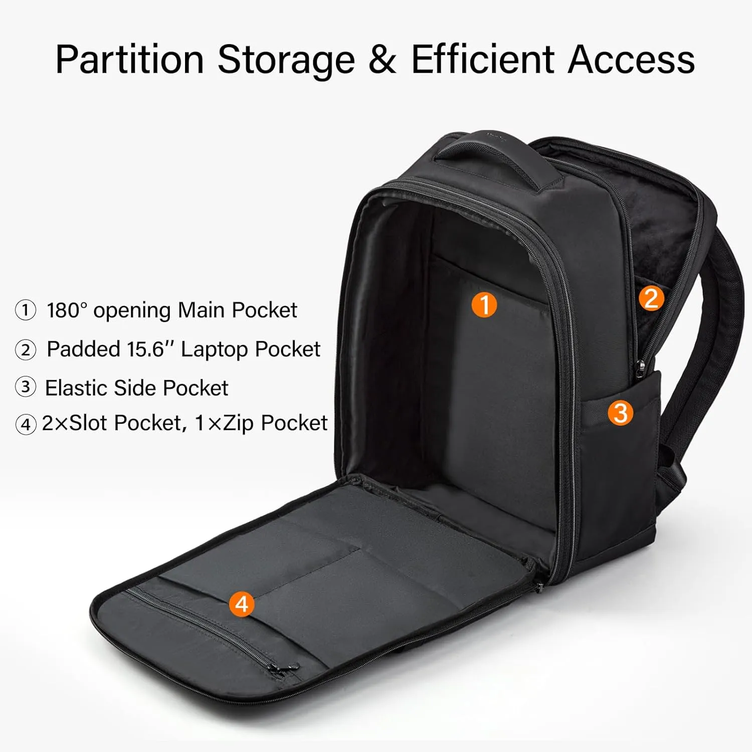 Hanke 17 Inch Expandable Backpack with Luggage Strap Business Travel Laptop Backpack for Women Mens Work Computer Bagpack Fits 15.6 Inch Laptop(Black)