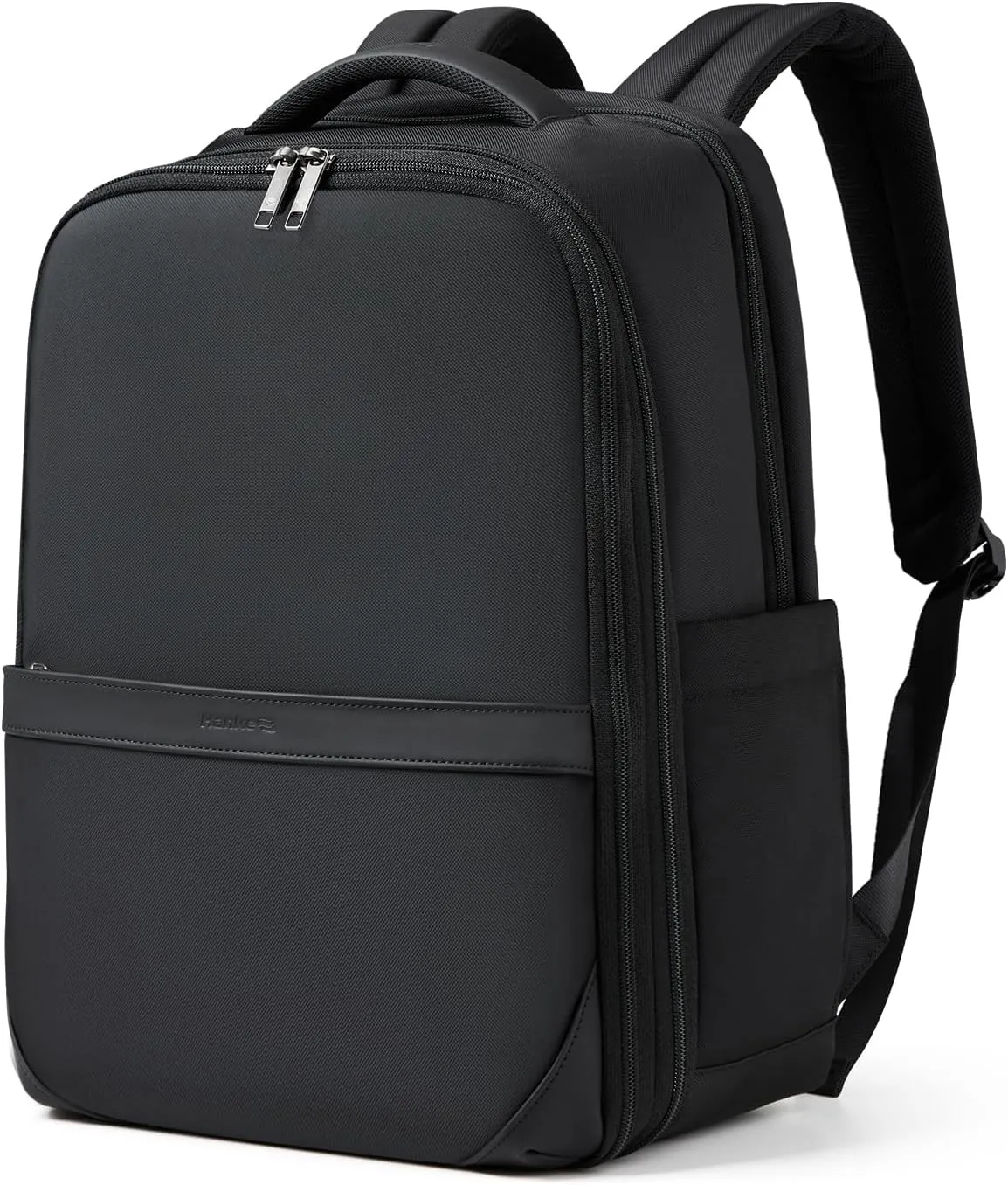 Hanke 17 Inch Expandable Backpack with Luggage Strap Business Travel Laptop Backpack for Women Mens Work Computer Bagpack Fits 15.6 Inch Laptop(Black)