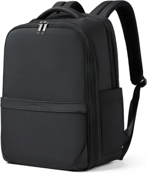 Hanke 17 Inch Expandable Backpack with Luggage Strap Business Travel Laptop Backpack for Women Mens Work Computer Bagpack Fits 15.6 Inch Laptop(Black)