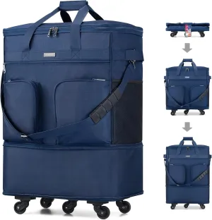 Hanke Expandable Collapsible Luggage with Wheels Suitcase Luggage Rolling Travel Bag Duffel Garment Tote Bag for Men Women Lightweight Suitcase Large Capacity Luggage with Spinner Wheel (Blue)