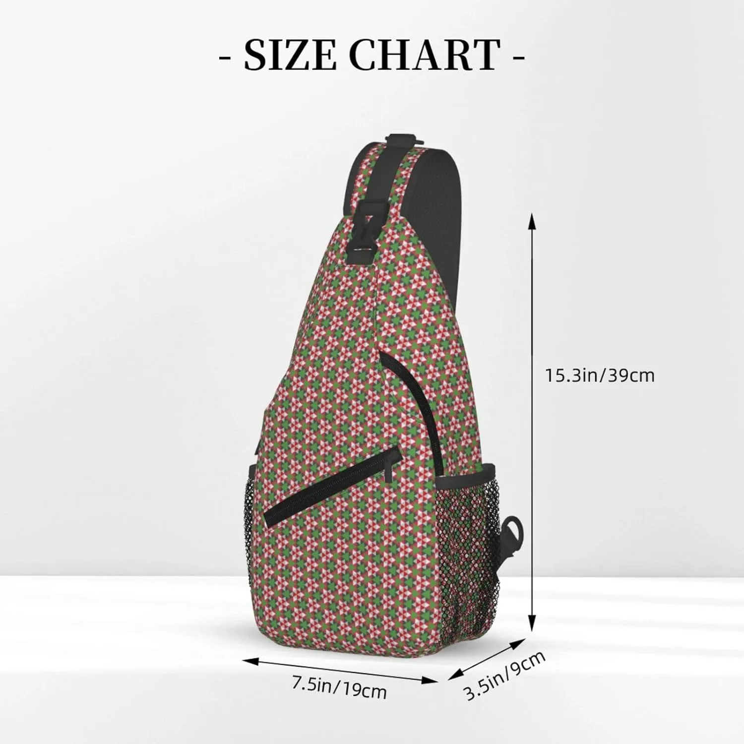 Happy Christmas Red Green Geometric Cross Chest Bag Diagonally Hiking Crossbody Bag Travel Shoulder Daypack Lightweight Sling Backpack Cycling Daypacks Fitness Chest Backpacks