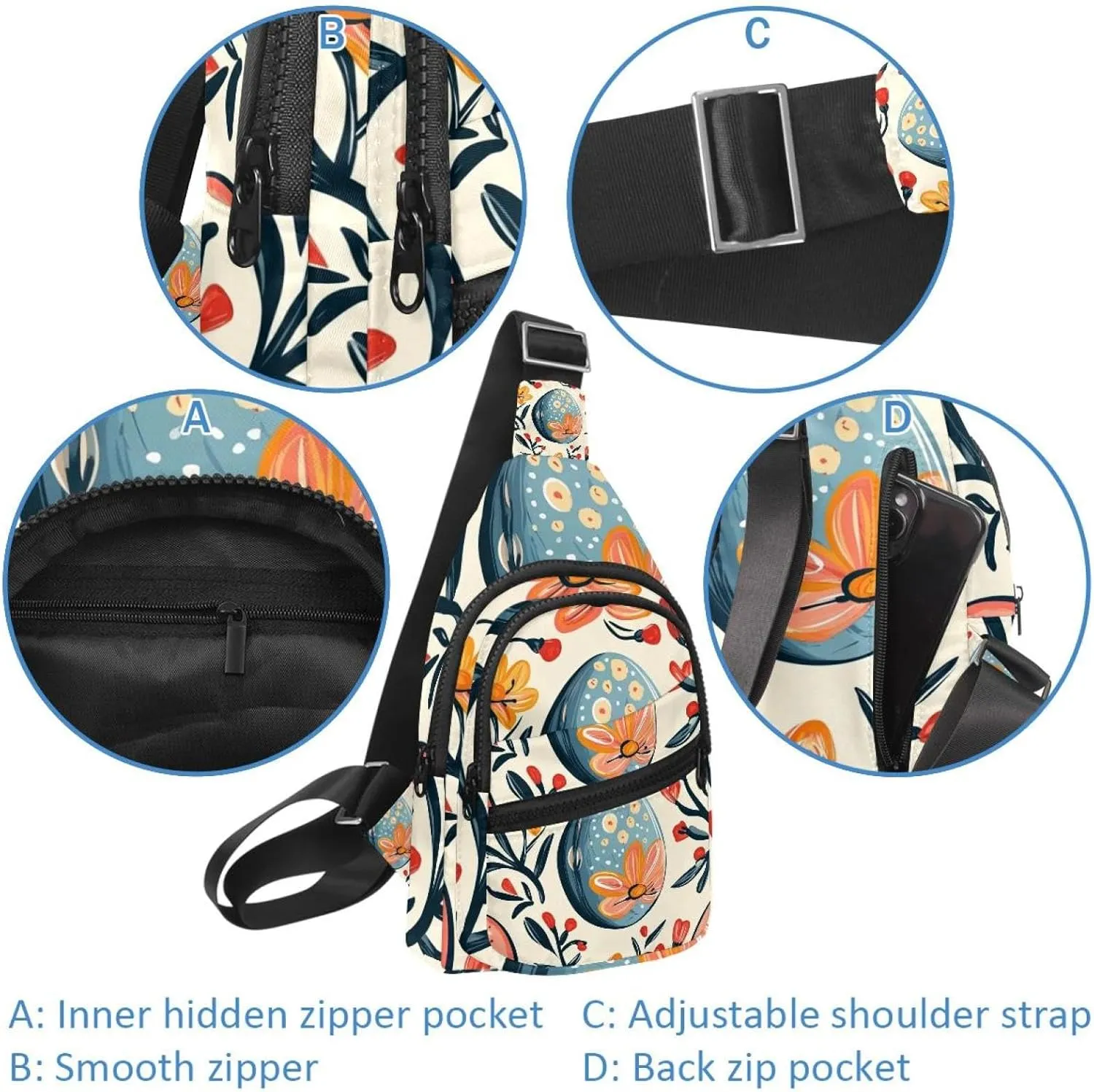 Happy Easter (3) Sling Backpack Bag