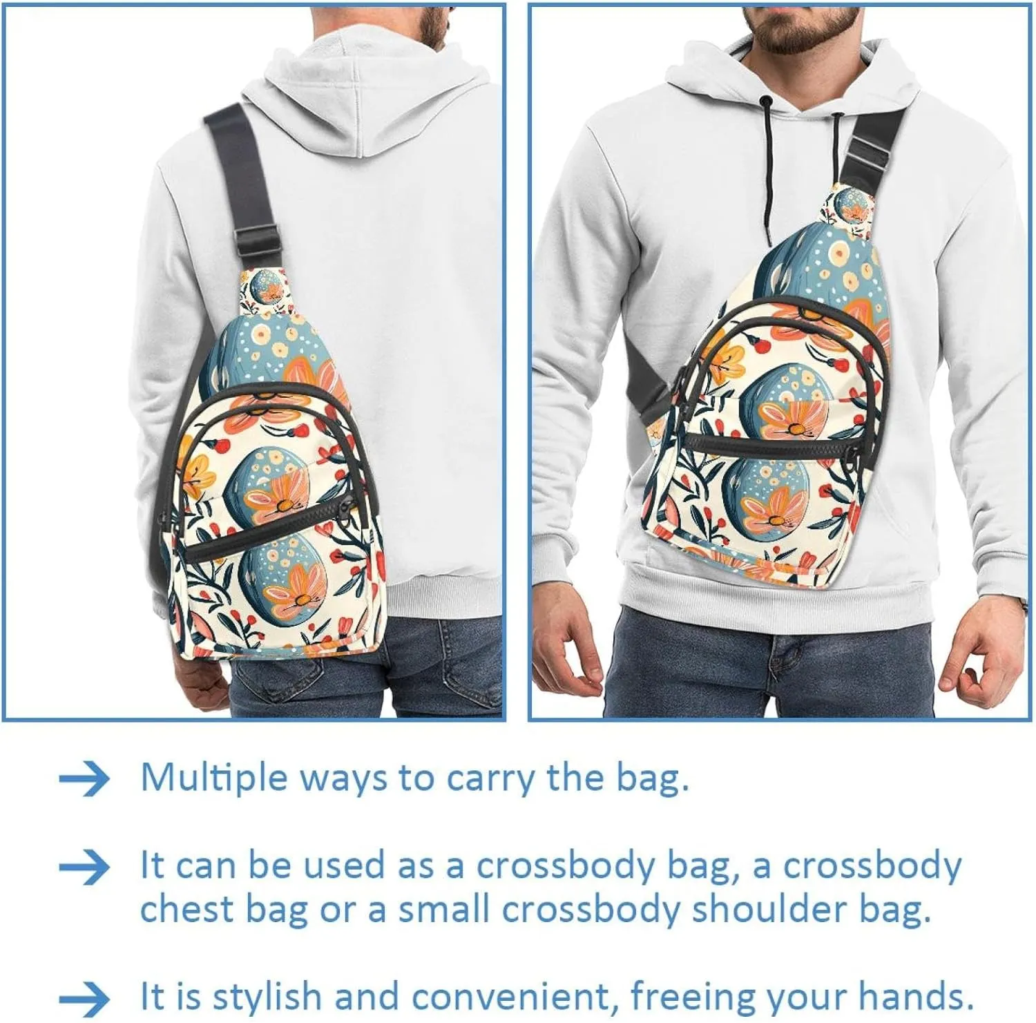 Happy Easter (3) Sling Backpack Bag