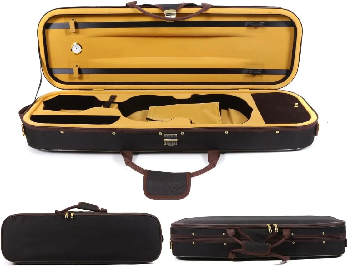 Hard Case 4/4 Full Size Violin Box with 2 Bow Holders & Hygrometer & 2 Back Straps - Violin Backpack (Style 1)