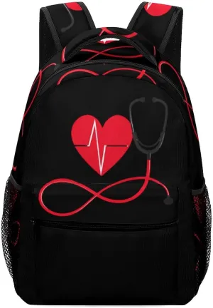 Heartbeat Nurse Laptop Backpack Lightweight Travel Backpacks Casual Daypack with Adjustable Strap for Men Women, Style