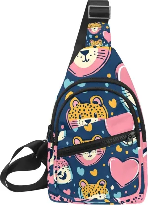Hearth Leopard (1) Sling Bag, Crossbody Sling Backpack Travel Hiking Chest Bag Daypack for Purses Shoulder Bag Women Men's