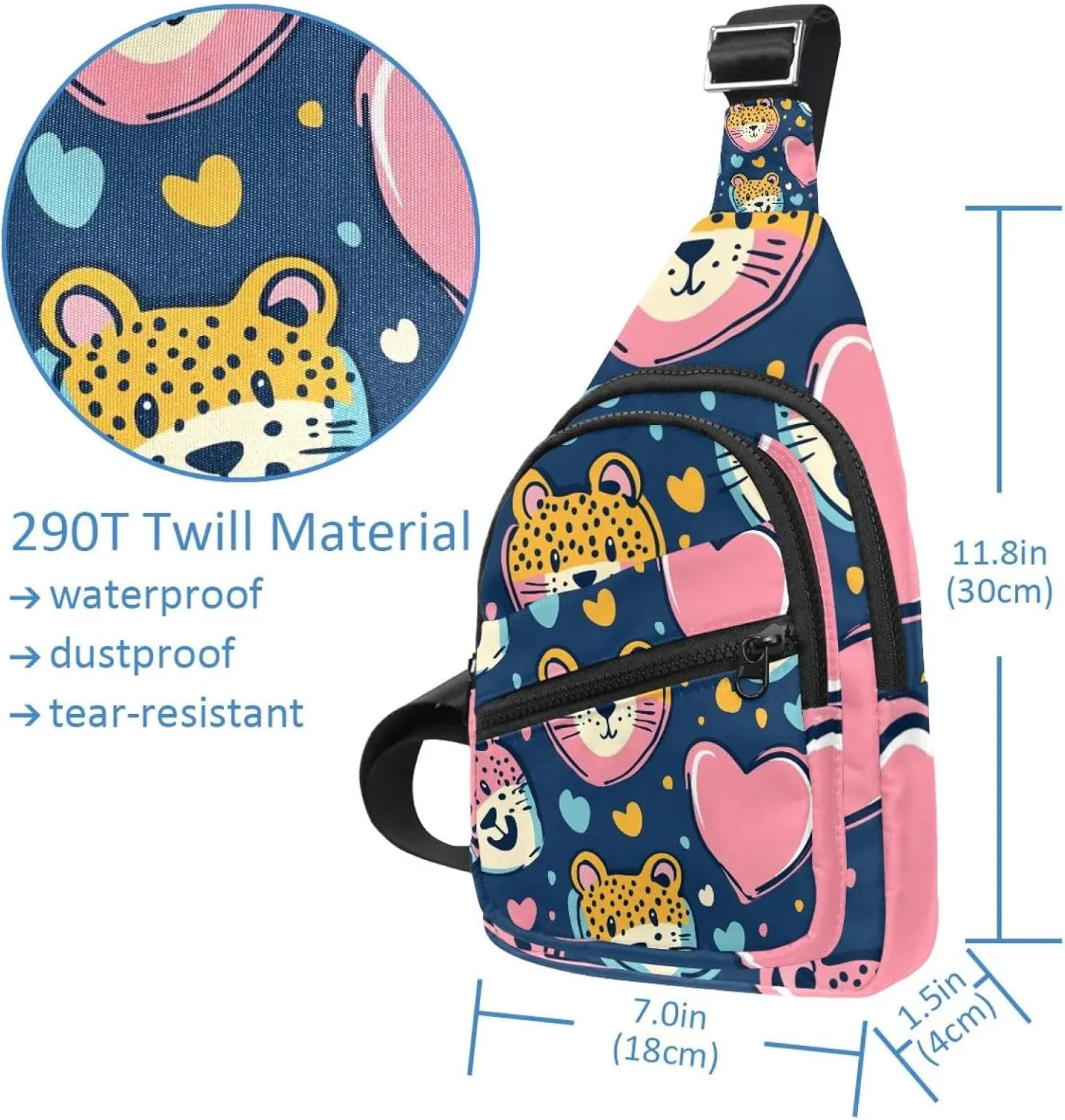 Hearth Leopard (1) Sling Bag, Crossbody Sling Backpack Travel Hiking Chest Bag Daypack for Purses Shoulder Bag Women Men's