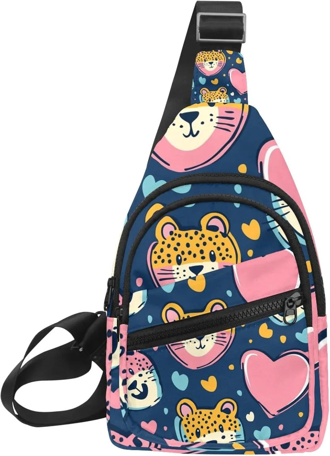 Hearth Leopard (1) Sling Bag, Crossbody Sling Backpack Travel Hiking Chest Bag Daypack for Purses Shoulder Bag Women Men's