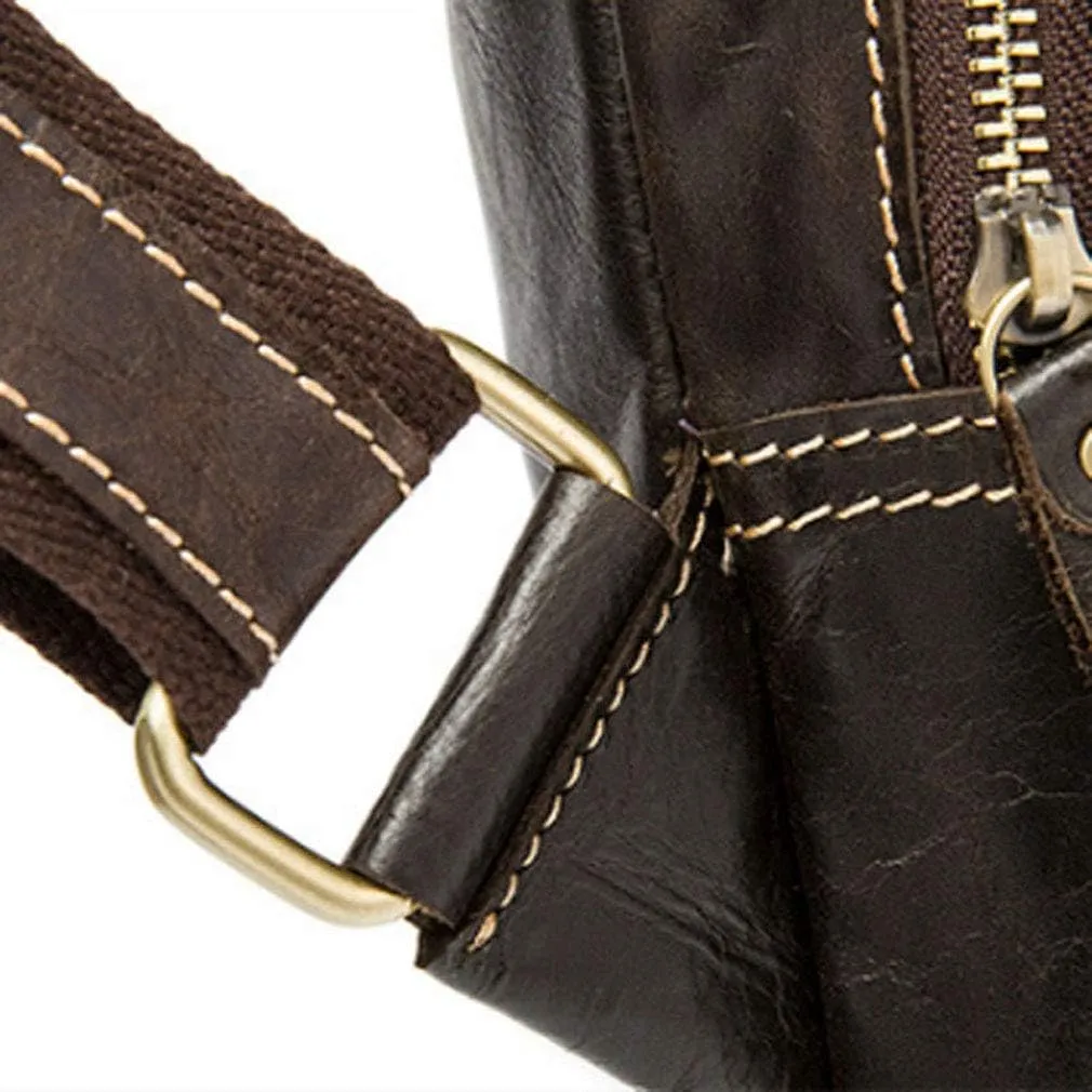Hebetag Leather Waist Bag Fanny Pack for Men Women Travel Outdoor Hunting Hiking Climbing Multi-Purpose Hip Bum Belt Slim Cell Phone Purse Wallet Pouch, Brown