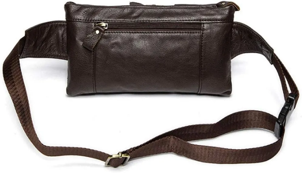 Hebetag Leather Waist Bag Fanny Pack for Men Women Travel Outdoor Hunting Hiking Climbing Multi-Purpose Hip Bum Belt Slim Cell Phone Purse Wallet Pouch, Brown