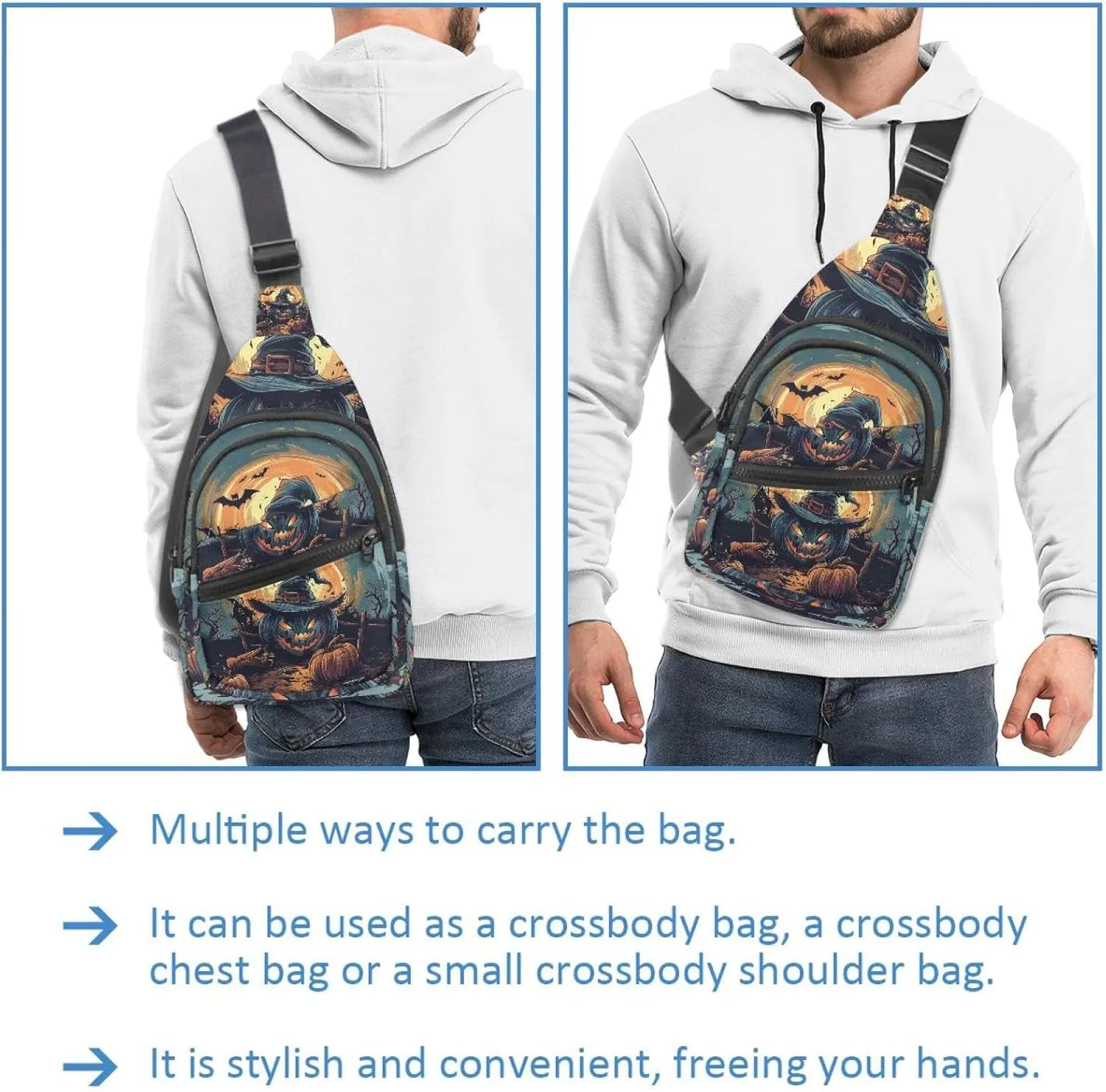 Helloween party and trick or treak1 Sling Bag for Women Men Crossbody Shoulder Tote Blet Bags Backpack Fanny Pack Travel Purse