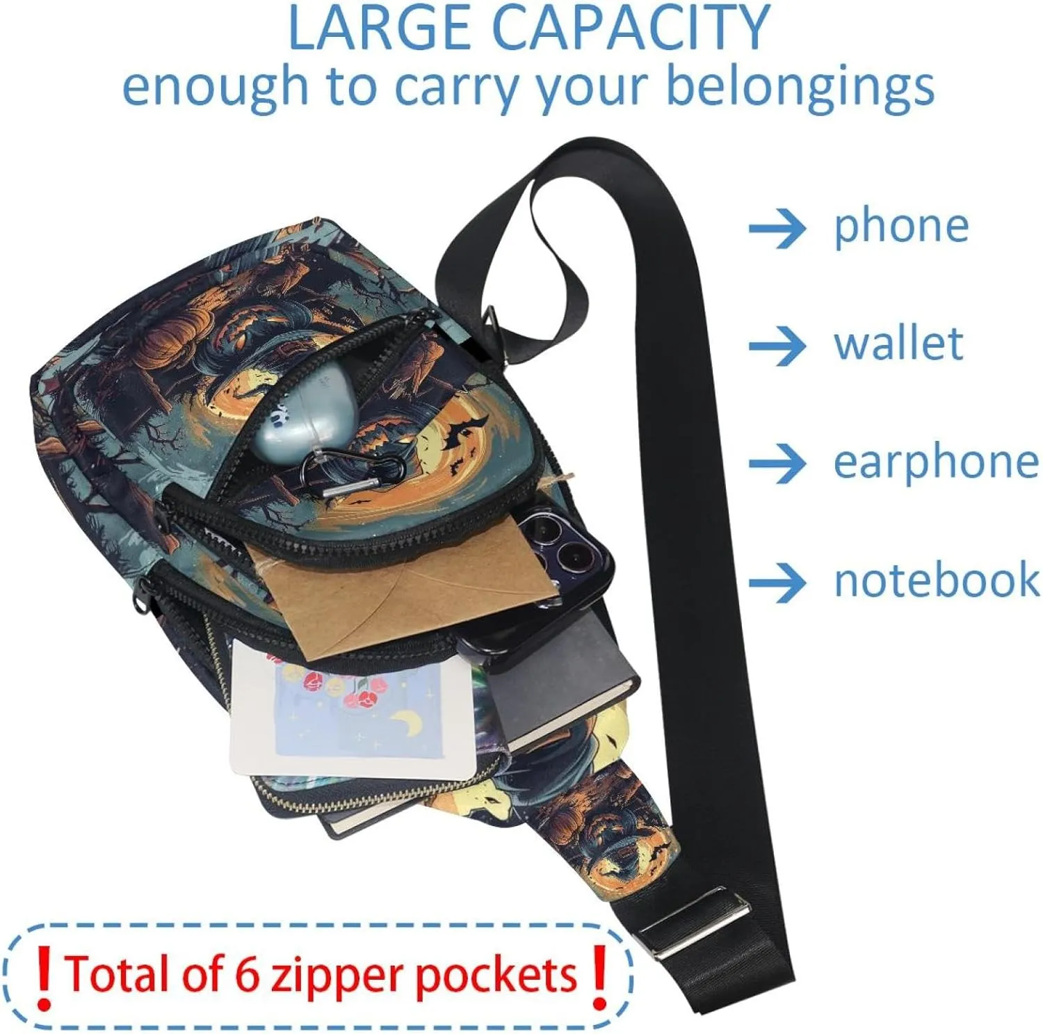 Helloween party and trick or treak1 Sling Bag for Women Men Crossbody Shoulder Tote Blet Bags Backpack Fanny Pack Travel Purse