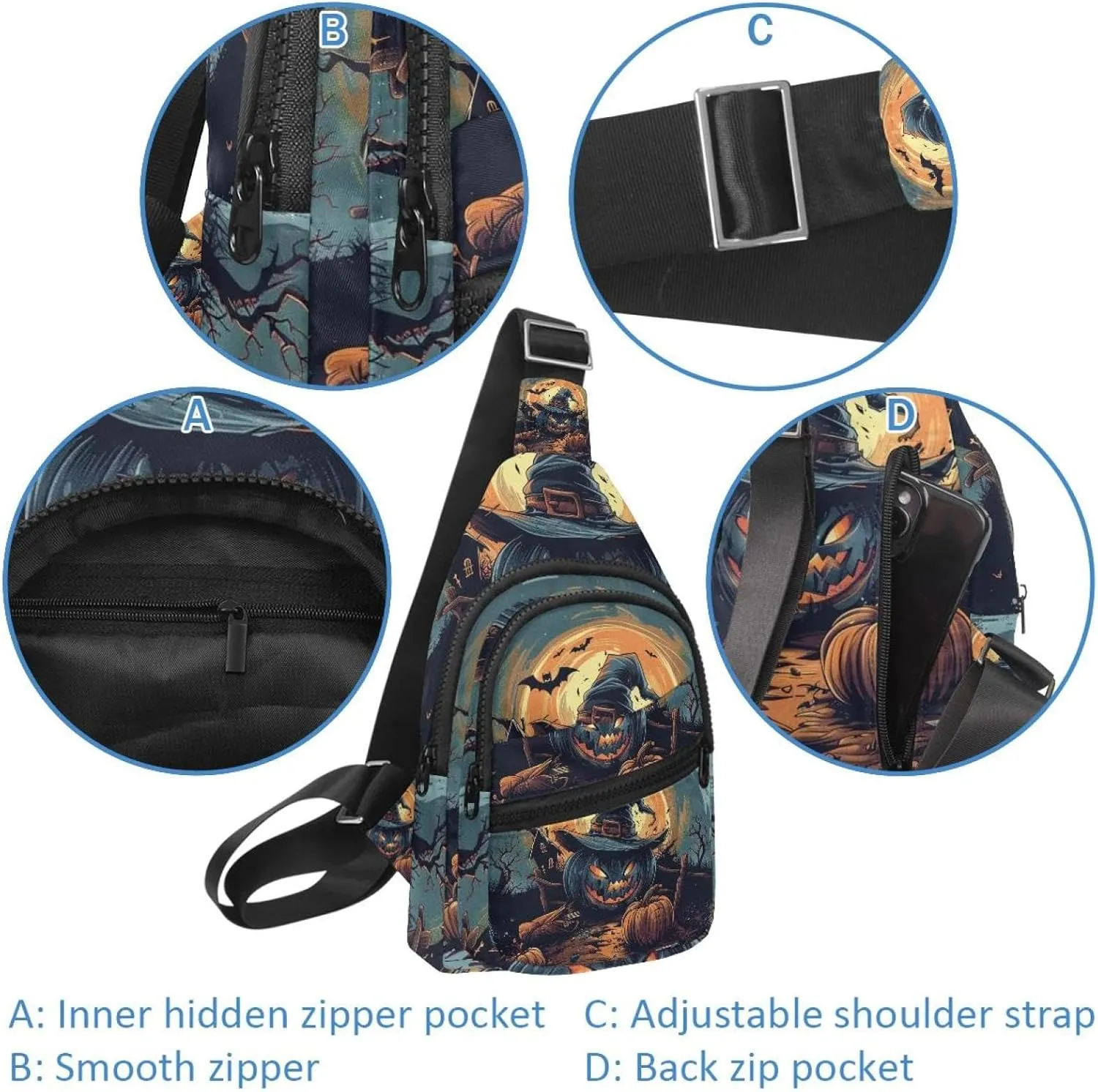 Helloween party and trick or treak1 Sling Bag for Women Men Crossbody Shoulder Tote Blet Bags Backpack Fanny Pack Travel Purse