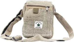 Hemp Crossbody Travel Bag- Unisex School Tote for Men & Women - Lightweight, Cotton Sling Bags, Zipper Closure, Adjustable Strap - Handmade in Nepal