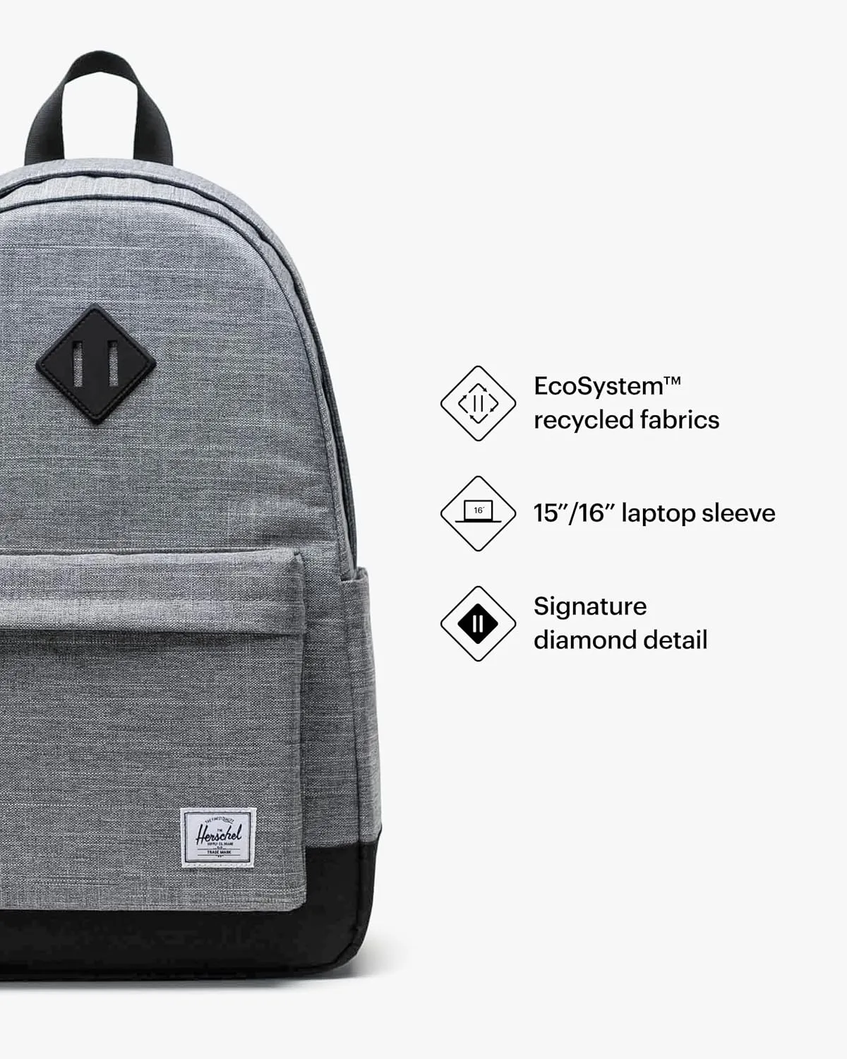 Herschel Supply Co. Heritage Backpack, Raven Crosshatch, Standard-24L